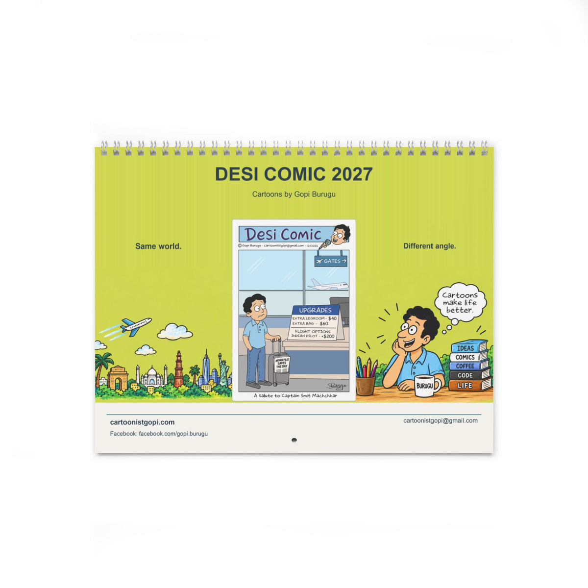Desi Comic 2027 Wall Calendar — 11 × 8.5 inches